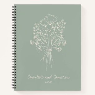 Boho-Blumen-Linienkunst Persönliche Hochzeits-Sage Notizblock