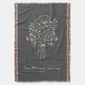 Boho-Blumen-Linienkunst-Zeichnung monogrammierte H Decke (Vorderseite Vertikal)