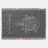 Boho-Blumen-Linienkunst-Zeichnung monogrammierte H Decke (Vorderseite)