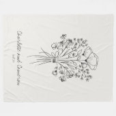 Boho-Blumen-Linienzeichnung Personalisiert Cloud W Fleecedecke (Vorderseite (Horizontal))