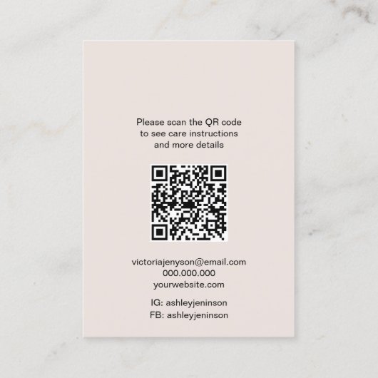 Boho Blumen Logo Schmuck Ohrring Halskette Qr Code Visitenkarte (Rückseite)