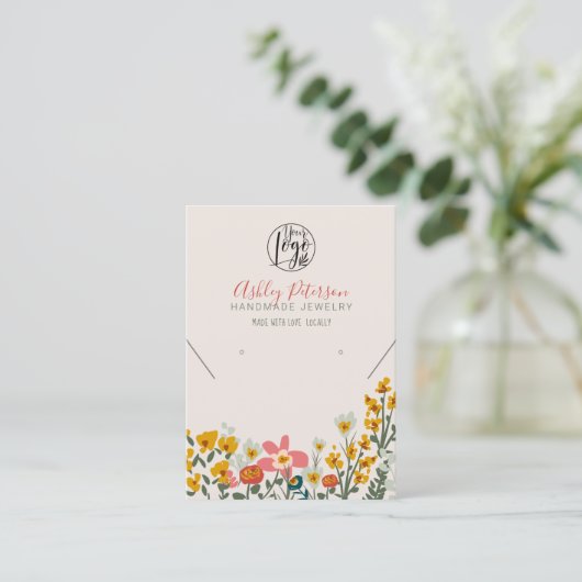 Boho Blumen Logo Schmuck Ohrring Halskette Qr Code Visitenkarte (Stehend Vorderseite)