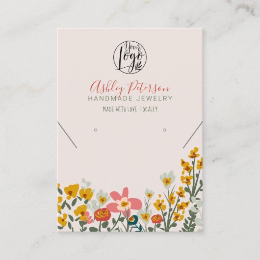 Boho Blumen Logo Schmuck Ohrring Halskette Qr Code Visitenkarte (Vorderseite)