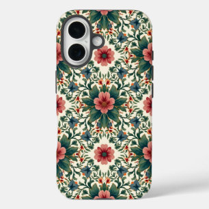 Boho-Blumen-Magie - in Grün- und Rosatönen iPhone 16 Hülle