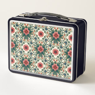 Boho-Blumen-Magie - in Grün- und Rosatönen Metall Brotdose