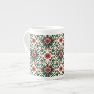 Boho-Blumen-Magie - in Grün- und Rosatönen Porzellantasse