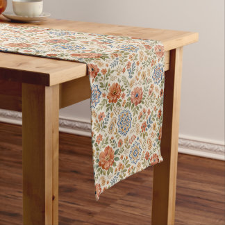 Boho-Blumen-Mandala-Paisley-Botanik-Muster Kurzer Tischläufer