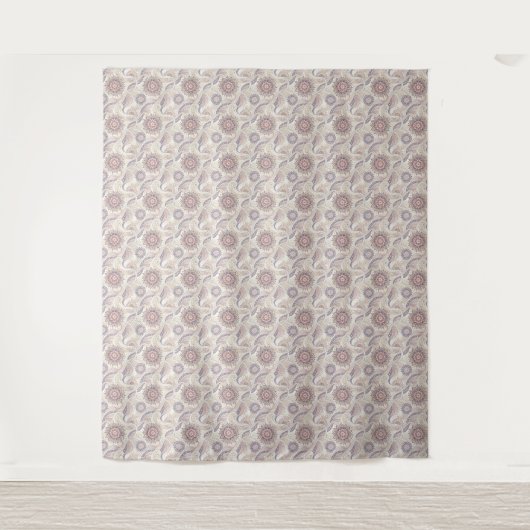 Boho-Blumen-Mandala-Spirituelles-Designmuster Wandteppich (Vorderseite)