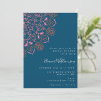 Boho-Blumen-Mandala-Tealblaue Brautparty