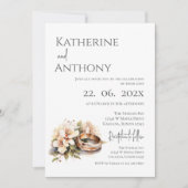 Boho-Blumen mit Ring-Hochzeit Einladung (Vorderseite)