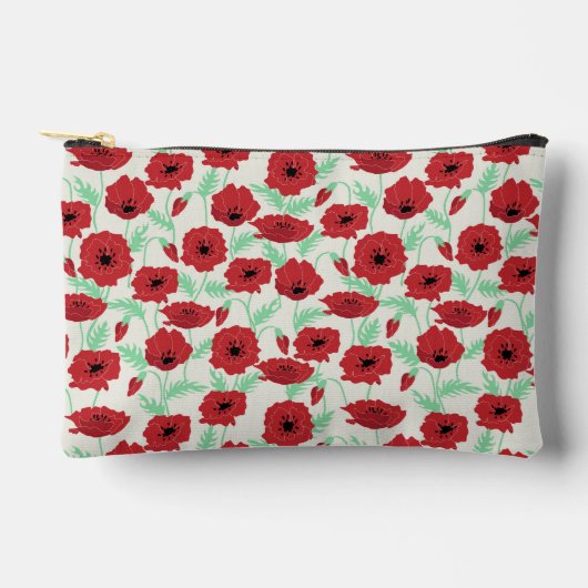 Boho-Blumen-Mohnmuster Zubehörtasche (Vorderseite)