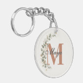 Boho-Blumen-Monogramm personalisiert Schlüsselanhänger (Vorderseite links)