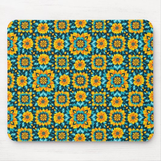 Boho-Blumen nahtloses Muster im lebendigen Volksst Mousepad (Vorne)