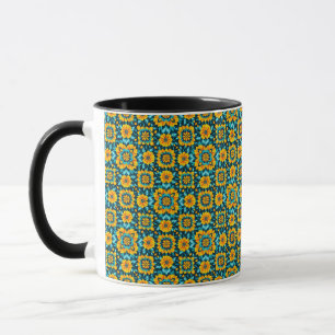 Boho-Blumen nahtloses Muster im lebendigen Volksst Tasse