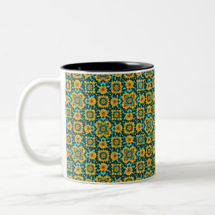 Boho-Blumen nahtloses Muster im lebendigen Volksst Zweifarbige Tasse