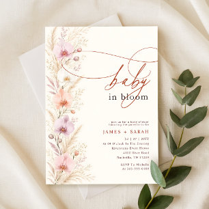 Boho-Blumen-Orchideen-Blüten-Baby-Party Einladung