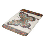 Boho-Blumen-Paisley-Rahmen-Schmetterling Badematte (Schrägansicht)