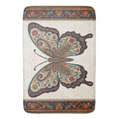 Boho-Blumen-Paisley-Rahmen-Schmetterling Badematte (Vorderseite Vertikal)
