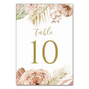 Boho-Blumen-, Palm- und Pampas-Hochzeit Tischnummer