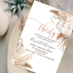 Boho Blumen Pampas Gras 30. Geburtstag Einladung