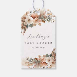 Boho-Blumen-Pampasgras-Rose-Baby-Shower-Servietten Geschenkanhänger