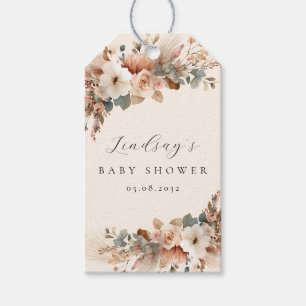Boho-Blumen-Pampasgras-Rose-Baby-Shower-Servietten Geschenkanhänger