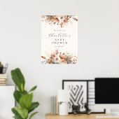 Boho-Blumen-Pampasgras-Rose-Beige-Willkommen Poster (Heimbüro)