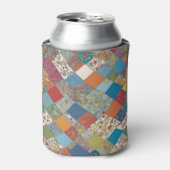 Boho-Blumen-Patchwork-Diamanten Dosenkühler (Kanne Vorderseite)