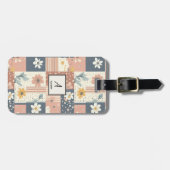 Boho-Blumen-Patchwork in Terrakotta und Salbei Gepäckanhänger (Vorderseite horizontal)