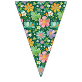 Boho-Blumen-Patchwork-Muster mit mehreren Blumen Wimpelkette (Erste Fahne)