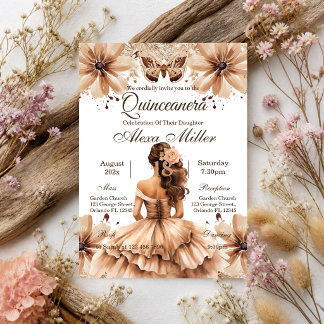 Boho-Blumen-Quinceañera-Einladung Einladung