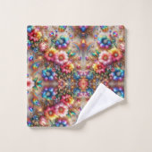 Boho-Blumen-Regenbogen Badhandtuch Set (Waschlappen)