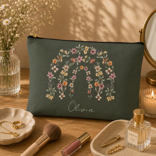 Boho-Blumen-Regenbogen Zubehörtasche