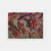 Boho-Blumen-Rosen-Decke Fleecedecke (Vorderseite (Horizontal))