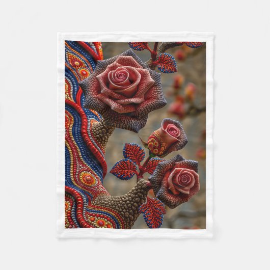 Boho-Blumen-Rosen-Decke Fleecedecke (Vorderseite)
