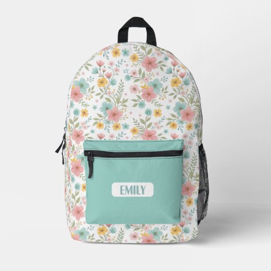 Boho-Blumen-Rucksack Bedruckter Rucksack (Vorderseite)