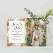 Boho-Blumen-Save-the-Date-Foto-Landkarte (Stehend Vorderseite)