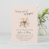 Boho-Blumen-Schleife-Baby-Party-Nesting-Event Einladung (Stehend Vorderseite)