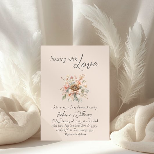 Boho-Blumen-Schleife-Baby-Party-Nesting-Event Einladung