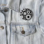 Boho-Blumen Schwarz-Weiß-Vektor-Blumenmuster Button (Beispiel)