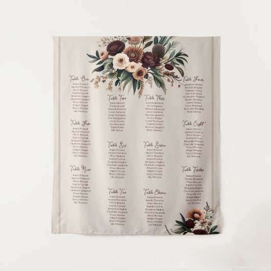 Boho-Blumen Sitzordnung Wandteppich (Vorderseite)