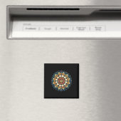 Boho-Blumen-Sonnen-Mandala für Meditation Magnet (In Situ (Geschirrspüler))