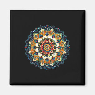 Boho-Blumen-Sonnen-Mandala für Meditation Magnet