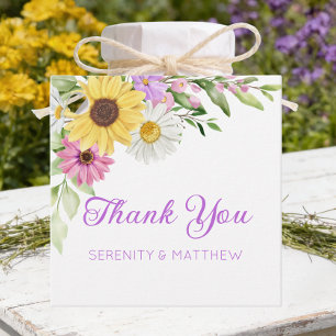 Boho-Blumen-Sonnenblumen-Gänseblümchen-Hochzeit-Da Geschenkanhänger