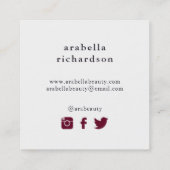 Boho Blumen| sozial-Medium-Ikonen Quadratische Visitenkarte (Rückseite)