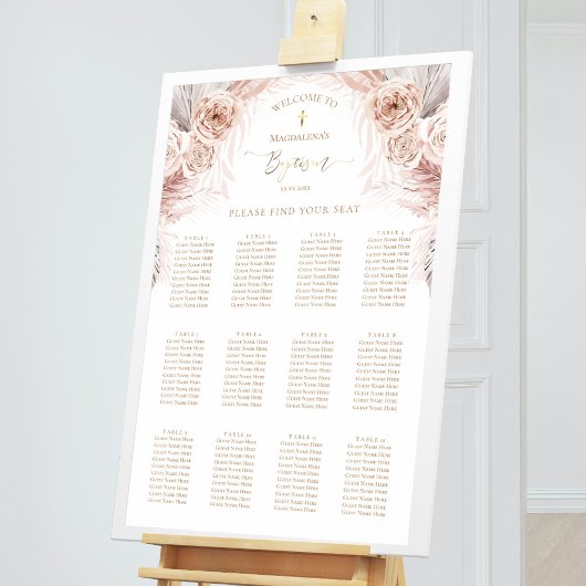 Boho-Blumen Tauf-Sitzplan Poster