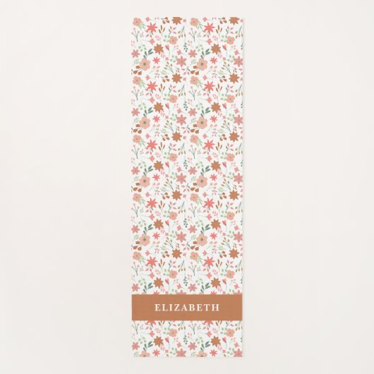 Boho-Blumen-Terrakotta-Moderne Personalisierte Yogamatte (Vorderseite)