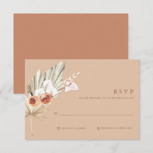 Boho-Blumen-Terrakotta-Monogramm-Hochzeits-RSVP-Ka RSVP Karte