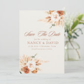 Boho-Blumen-Terrakotta-QR-Code-Hochzeit Save The Date (Stehend Vorderseite)