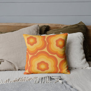 Boho-Blumen-Tropen-Orangen-Blütenmuster Kissen